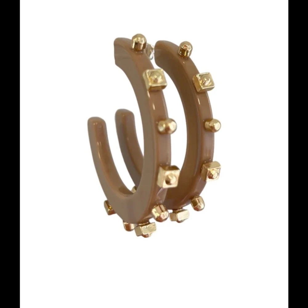 Smith & Co khaki & gold studded hoops- only worn once!